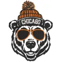 Embroidery design preview of Chicago Bear sunglasses pattern for machine stitching.