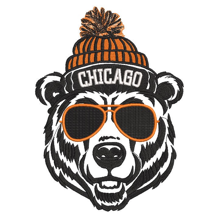 Chicago Bear sunglasses embroidery design - Embroidery Design