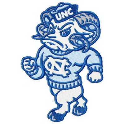 North Carolina Tar Heels mascot embroidery design showcasing a spirited logo for creative stitching projects.