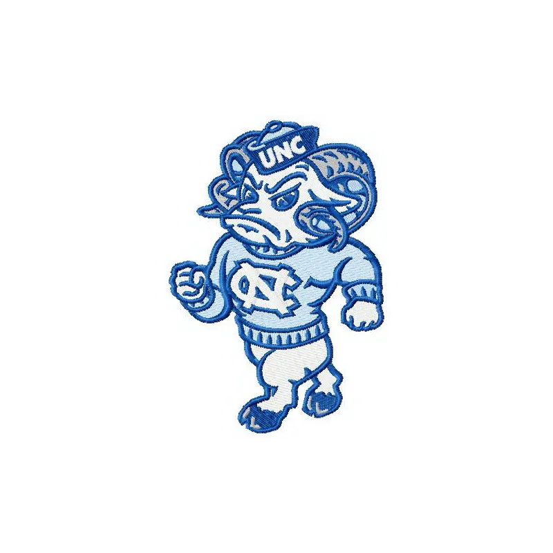 North Carolina Tar Heels mascot embroidery design showcasing a spirited logo for creative stitching projects.