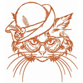Aristocratic cat embroidery design - Embroidery Design