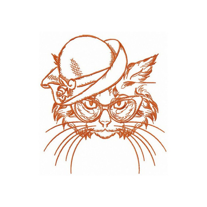 Aristocratic cat embroidery design - Embroidery Design