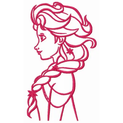 Young Elsa embroidery design featuring a whimsical character from Frozen, ideal for stitching on t-shirts and hoodies.