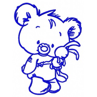 Baby bear with toy 6 embroidery design - Embroidery Design