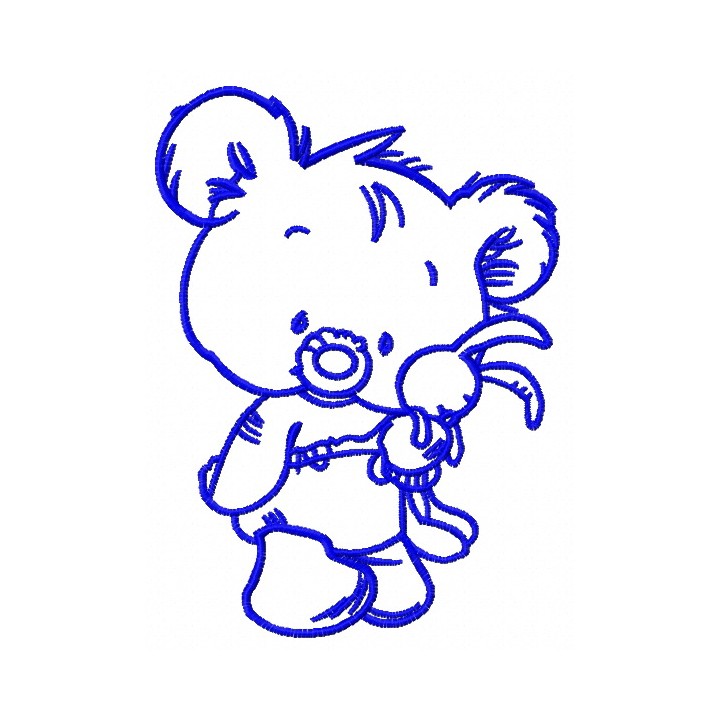 Baby bear with toy 6 embroidery design - Embroidery Design