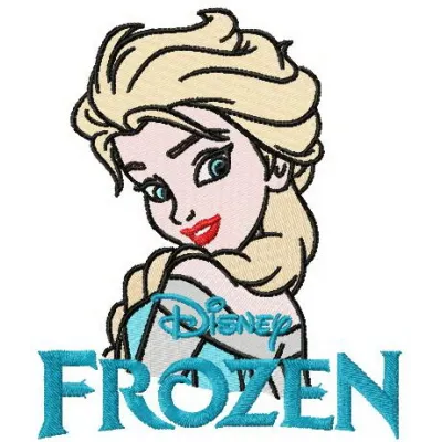 Elsa embroidery design inspired by Frozen, showcasing a beautiful stitched motif for creative projects.