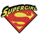 Preview of Supergirl classic logo embroidery design, showcasing vibrant stitching pattern for capes and apparel.