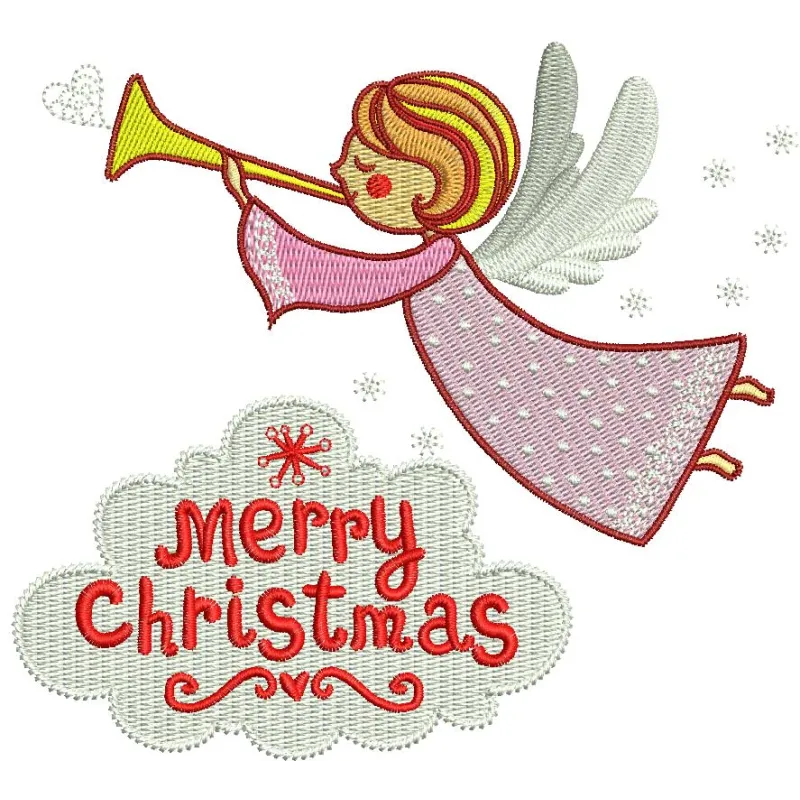 Preview of a Christmas angel embroidery design showcasing intricate details for festive stitching projects.