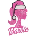 Preview of a Barbie Santa hat embroidery design featuring vibrant colors and detailed stitching.