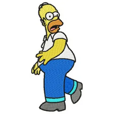 Embroidery design featuring a scared Homer Simpson, perfect for stitching on apparel and accessories.