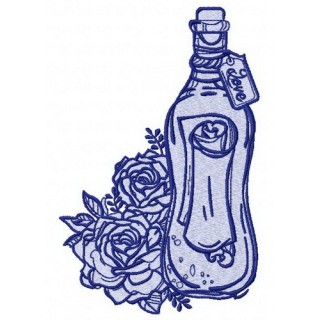 Bottle and flowers embroidery design - Embroidery Design