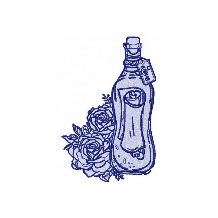 Bottle and flowers embroidery design - Embroidery Design