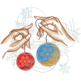 Decorating the Christmas tree embroidery design - Embroidery Design