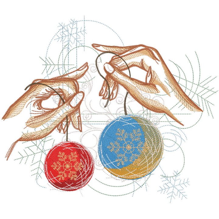 Decorating the Christmas tree embroidery design - Embroidery Design