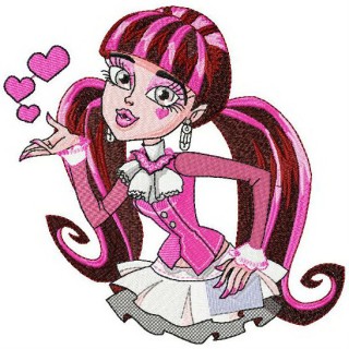 Draculaura in love embroidery design - Embroidery Design