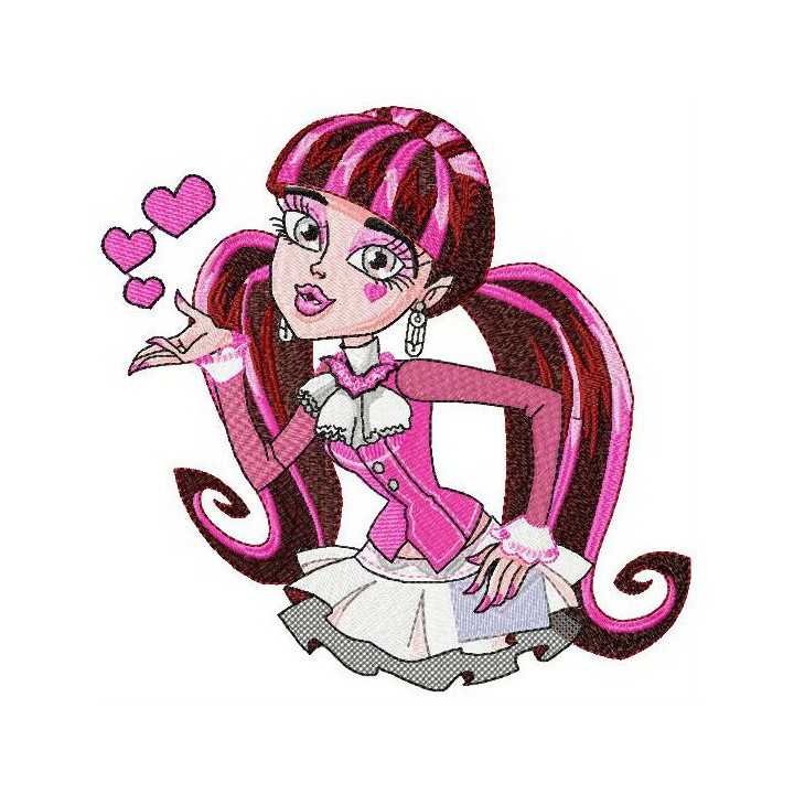 Draculaura in love embroidery design - Embroidery Design