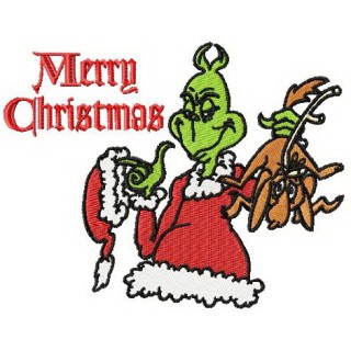 Grinch Merry Christmas embroidery design - Embroidery Design