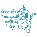 Embroidery design featuring the phrase 'Some people are worth melting for' inspired by Frozen, ideal for various projects.