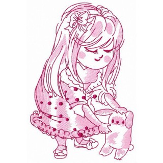 Playing with soft bunny embroidery design - Embroidery Design