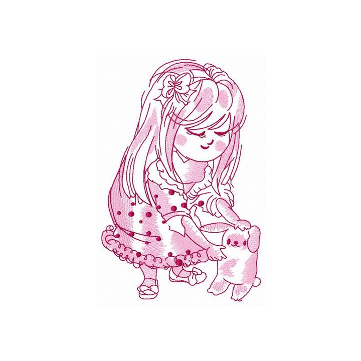 Playing with soft bunny embroidery design - Embroidery Design