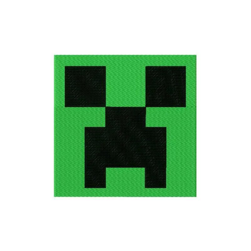 Minecraft Creeper embroidery design featuring a pixelated green character, perfect for t-shirts and hoodies.