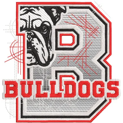 Embroidery design preview of the Georgia Bulldogs sketch logo, featuring clean lines and detailed stitching.