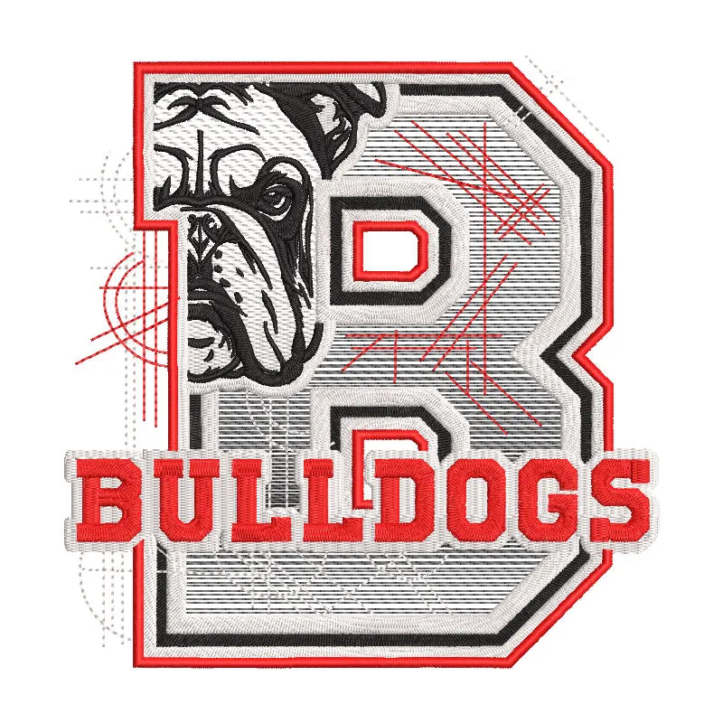 Embroidery design preview of the Georgia Bulldogs sketch logo, featuring clean lines and detailed stitching.