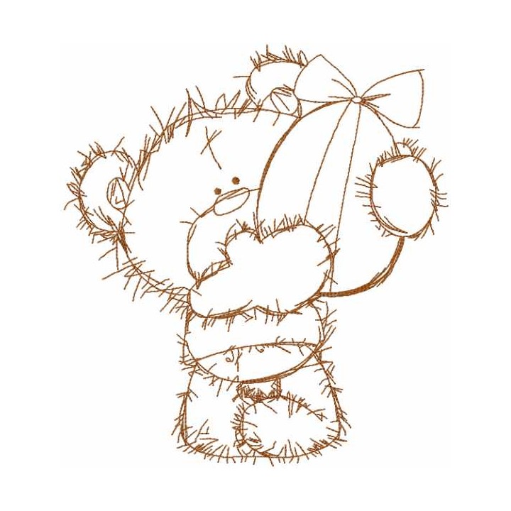 Teddy bear present Easter egg embroidery design - Embroidery Design