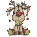 Embroidery design preview of Rudolf Christmas Time featuring a festive reindeer with vibrant details.