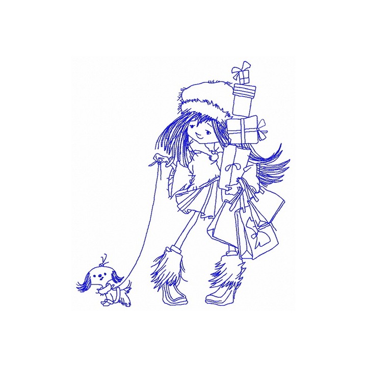 Christmas shopping 6 embroidery design - Embroidery Design