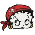 Betty Boop pirate embroidery design featuring a playful character ready for adventure, ideal for various projects.