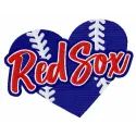Red Sox heart embroidery design featuring the iconic team logo, ideal for stitching on apparel and accessories.