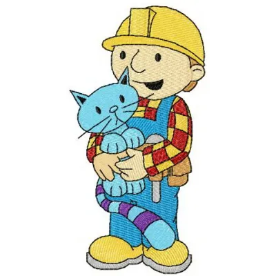 Bob and Pilchard embroidery design featuring vibrant colors for stitching on kids' apparel or accessories.