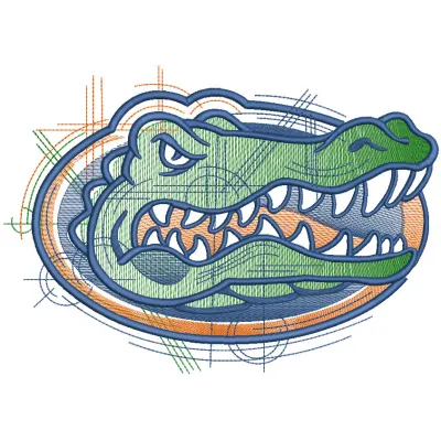 Florida Gators Sketch logo embroidery design preview showcasing detailed stitching and vibrant colors.
