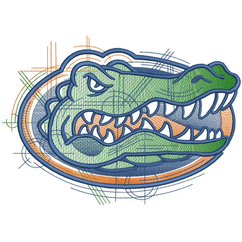 Florida Gators Sketch logo embroidery design preview showcasing detailed stitching and vibrant colors.