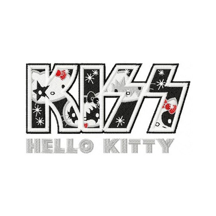 Hello Kitty KISS logo embroidery design - Embroidery Design