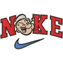 Embroidery design preview of a Nike Popeye logo featuring vibrant colors and detailed stitching.