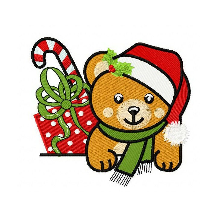 Christmas teddy bear 6 embroidery design - Embroidery Design