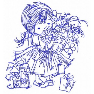 Girl's birthday 4 embroidery design - Embroidery Design