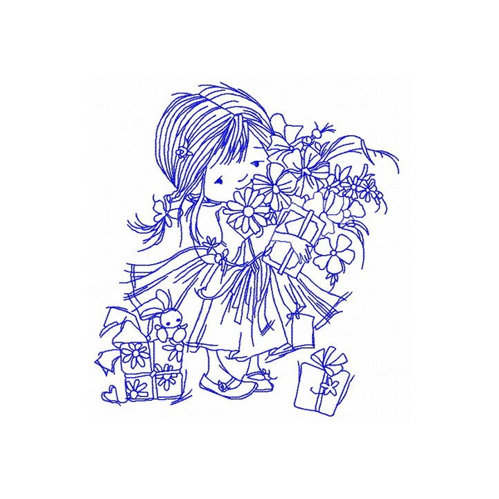 Girl's birthday 4 embroidery design - Embroidery Design