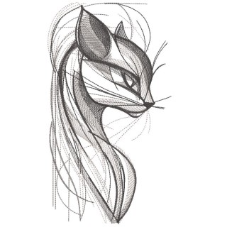 Cat in shades of gray embroidery design - Embroidery Design