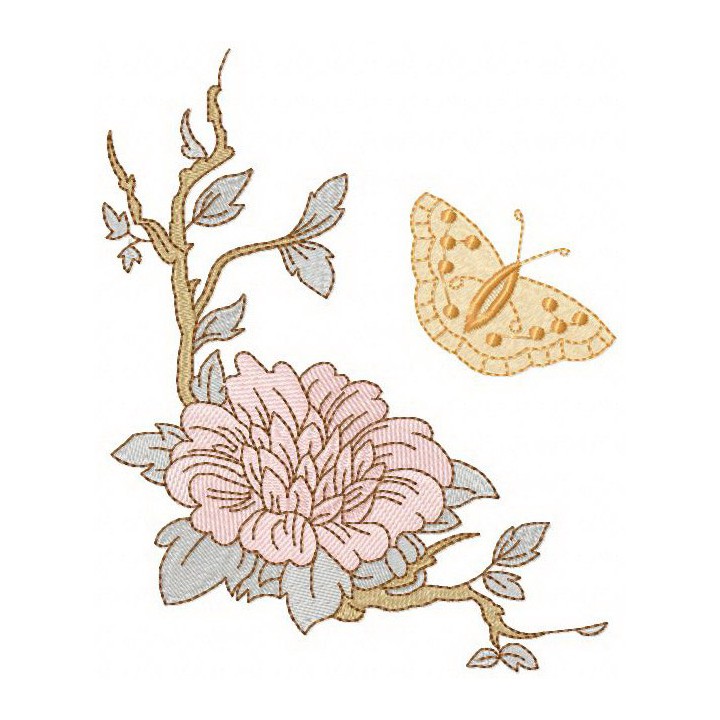 Vintage sakura in bloom embroidery design - Embroidery Design