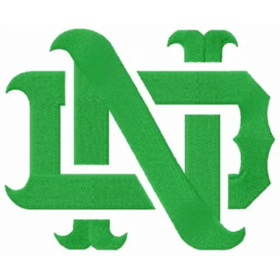 Embroidery design of the Notre Dame Fighting Irish logo, ideal for stitching on apparel and accessories.