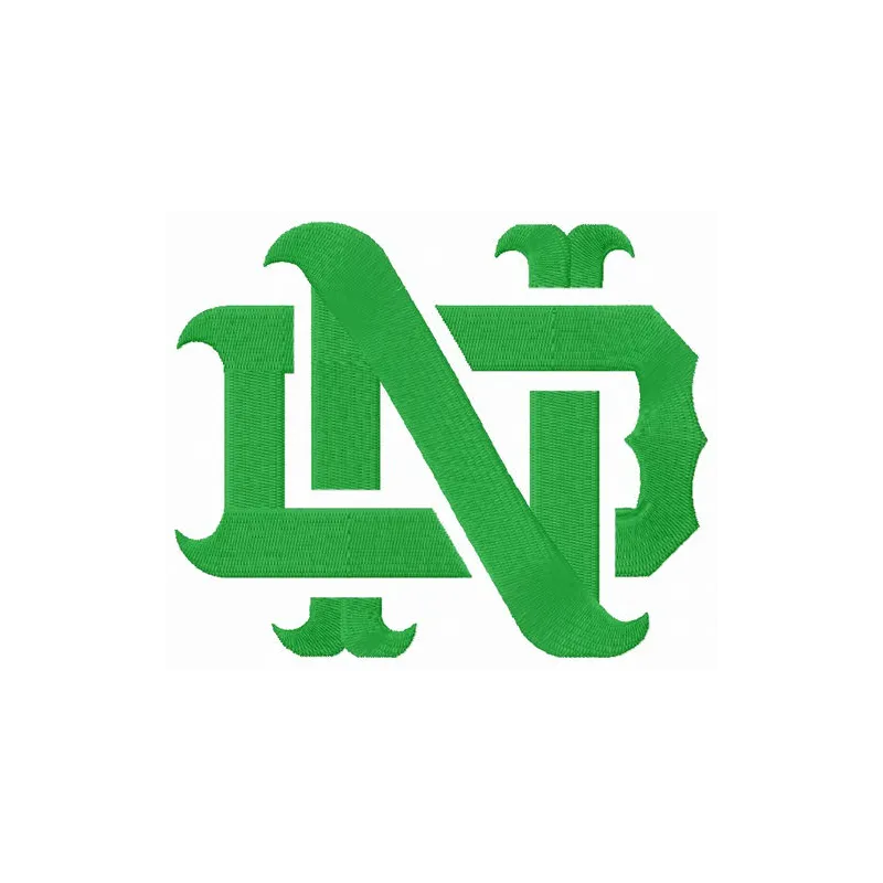 Embroidery design of the Notre Dame Fighting Irish logo, ideal for stitching on apparel and accessories.