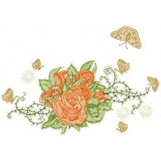 Vintage rose embroidery design - Embroidery Design