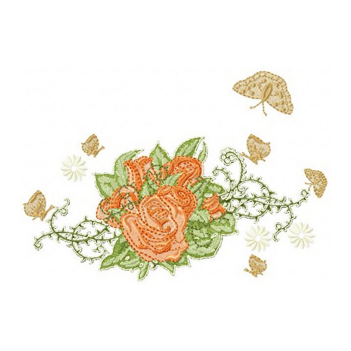 Vintage rose embroidery design - Embroidery Design
