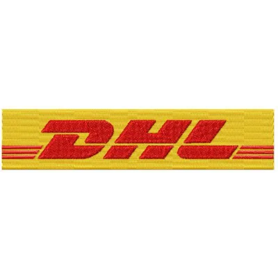 DHL embroidery design showcasing the iconic logo, ideal for stitching on caps, bags, or uniforms.