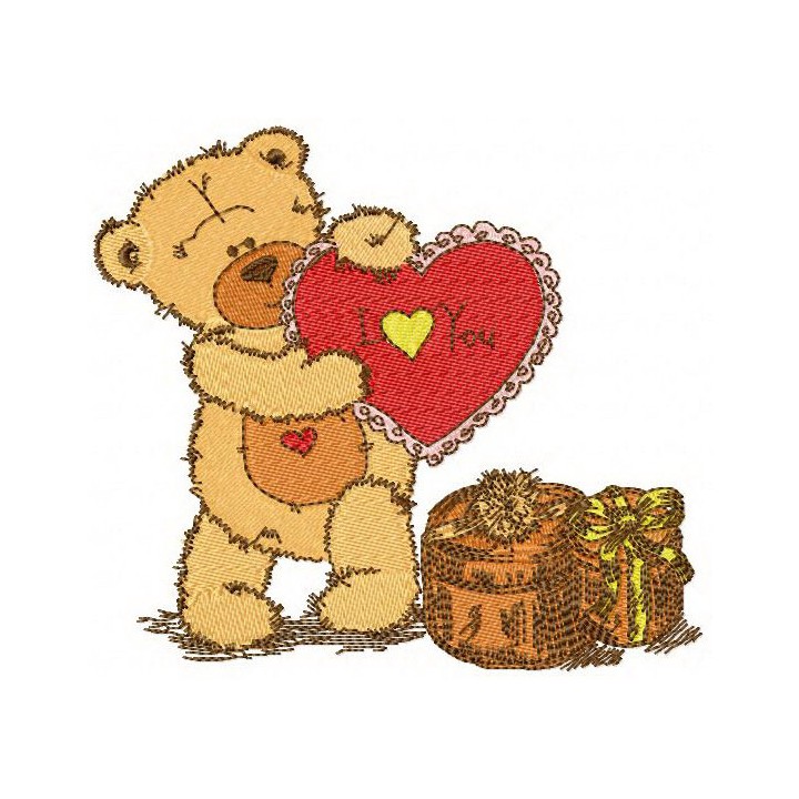 Teddy bear I love you 2 embroidery design - Embroidery Design