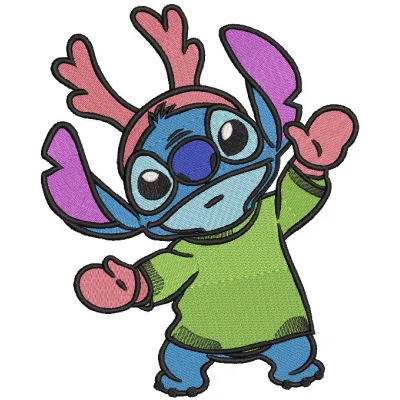 Embroidery design preview of Stitch in a sweater with horns from Lilo and Stitch