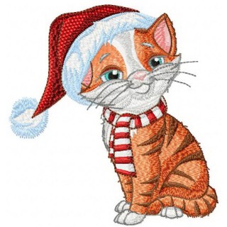 Christmas kitten embroidery design - Embroidery Design